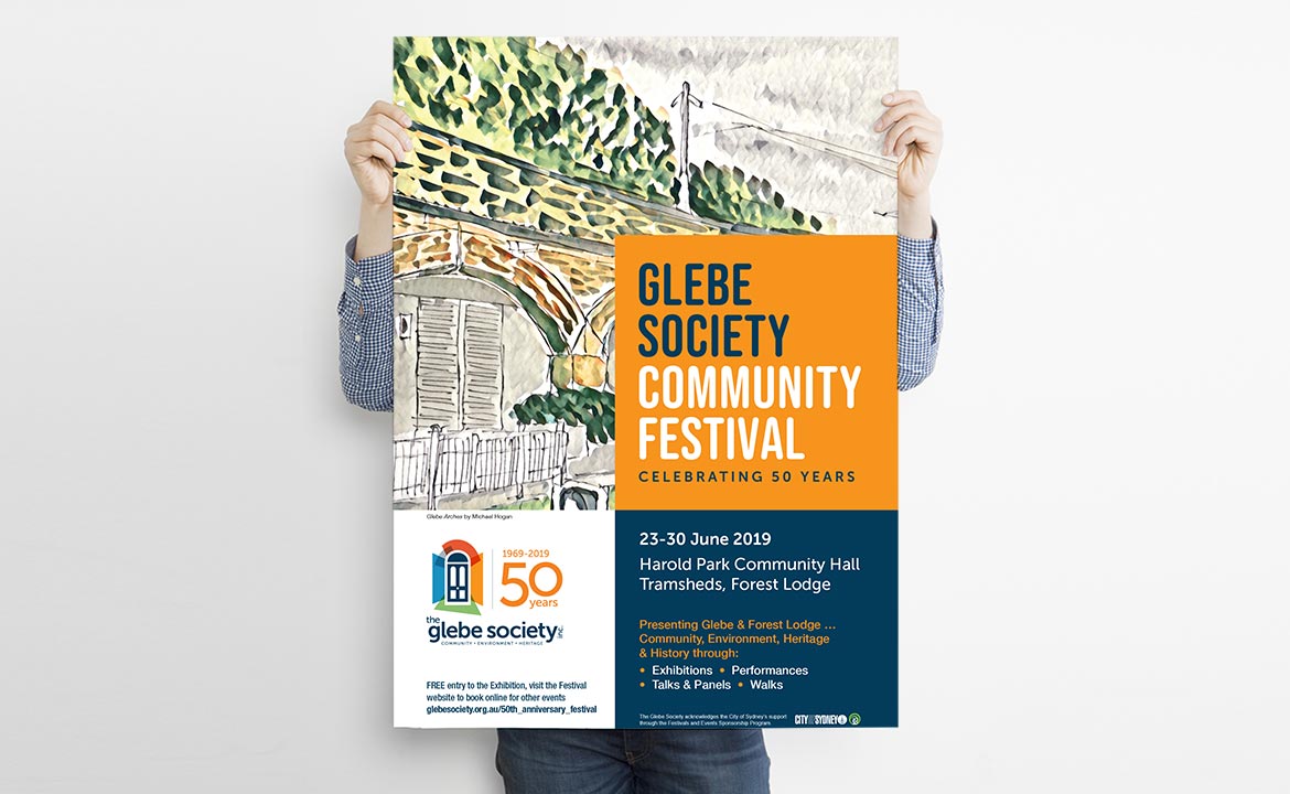 The Glebe Society 50th Anniversary Festival Poster